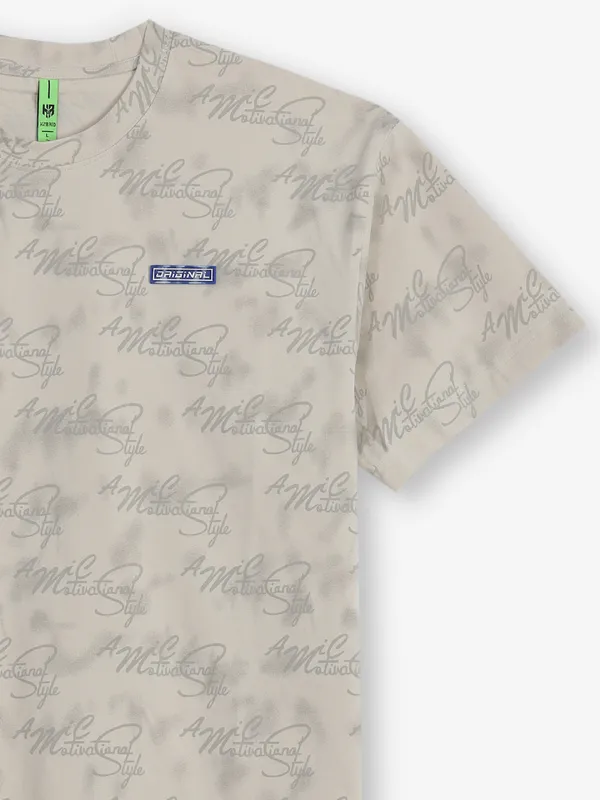HIBRID printed beige cotton t-shirt