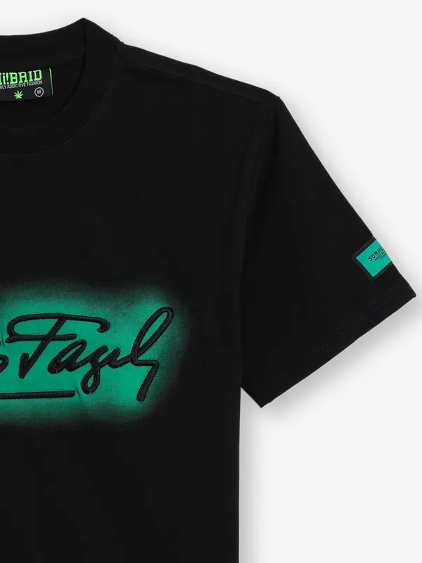 HIBRID printed black cotton t-shirt