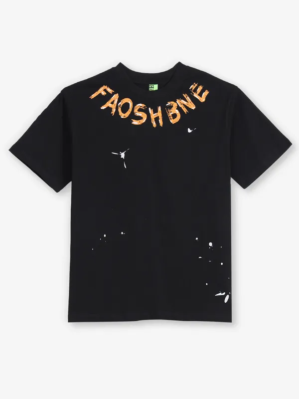 HIBRID printed black cotton t-shirt for mren