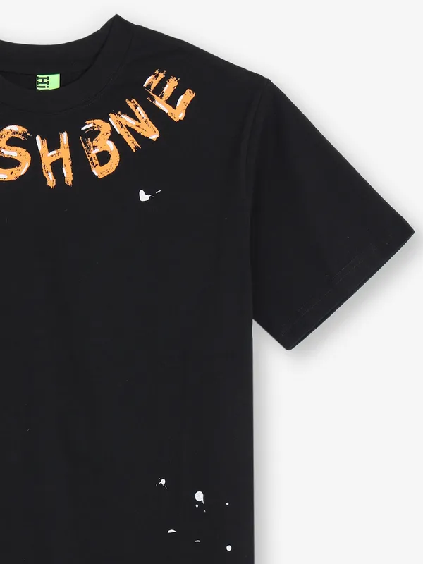 HIBRID printed black cotton t-shirt for mren