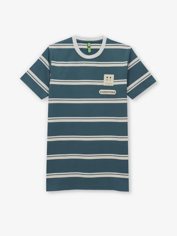 HIBRID rama blue stripe cotton t-shirt
