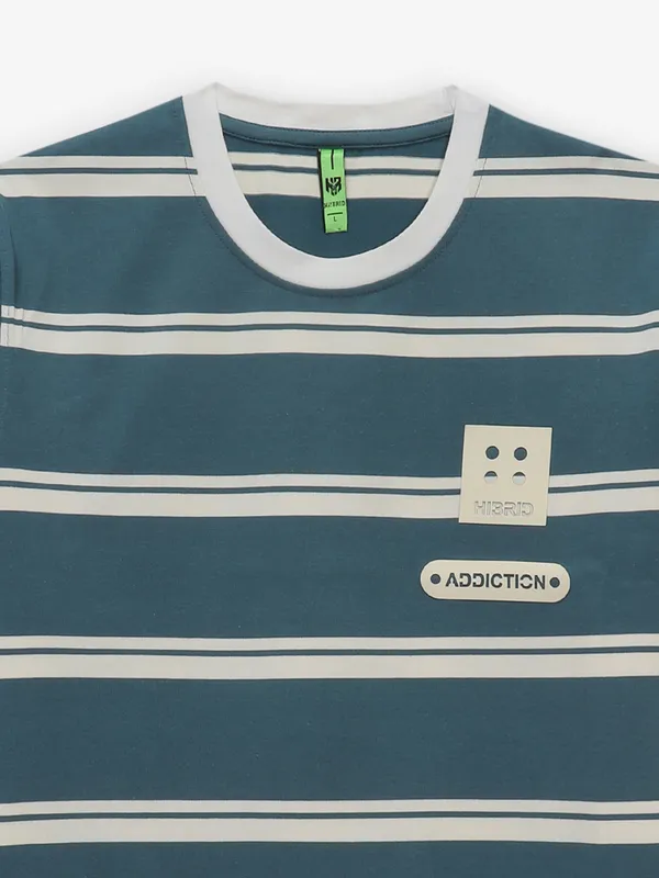 HIBRID rama blue stripe cotton t-shirt