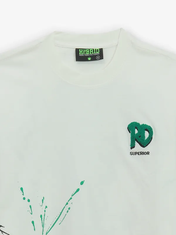 HIBRID white cotton printed t-shirt