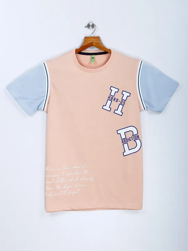 HIIBRID peach printed half sleeves t shirt