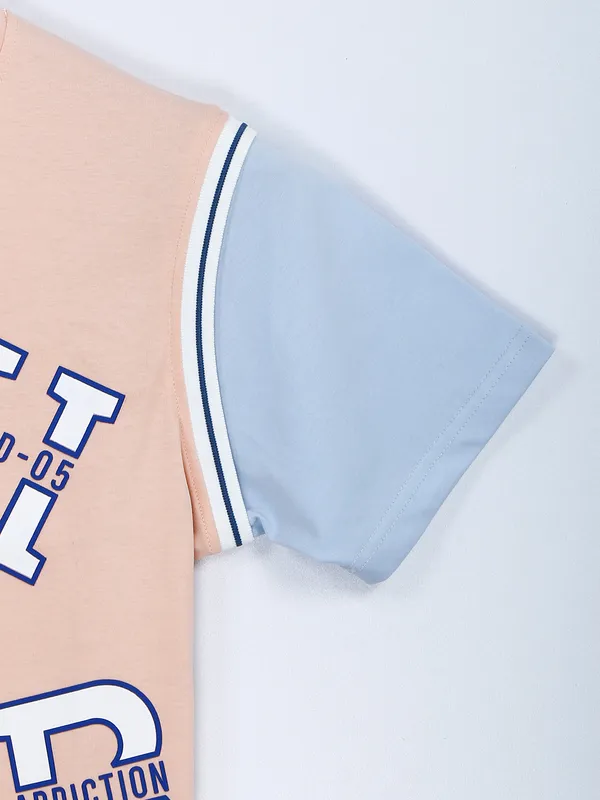 HIIBRID peach printed half sleeves t shirt