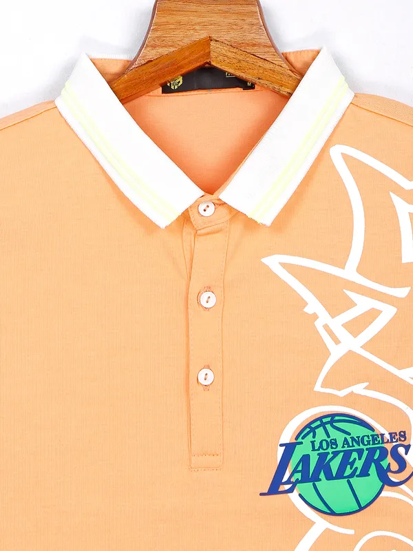 HIIBRID peach printed polo t shirt