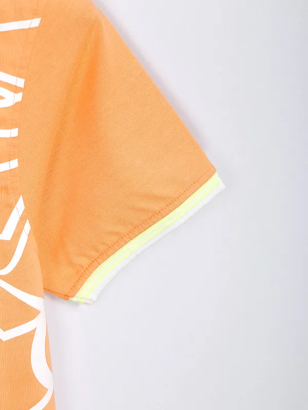 HIIBRID peach printed polo t shirt