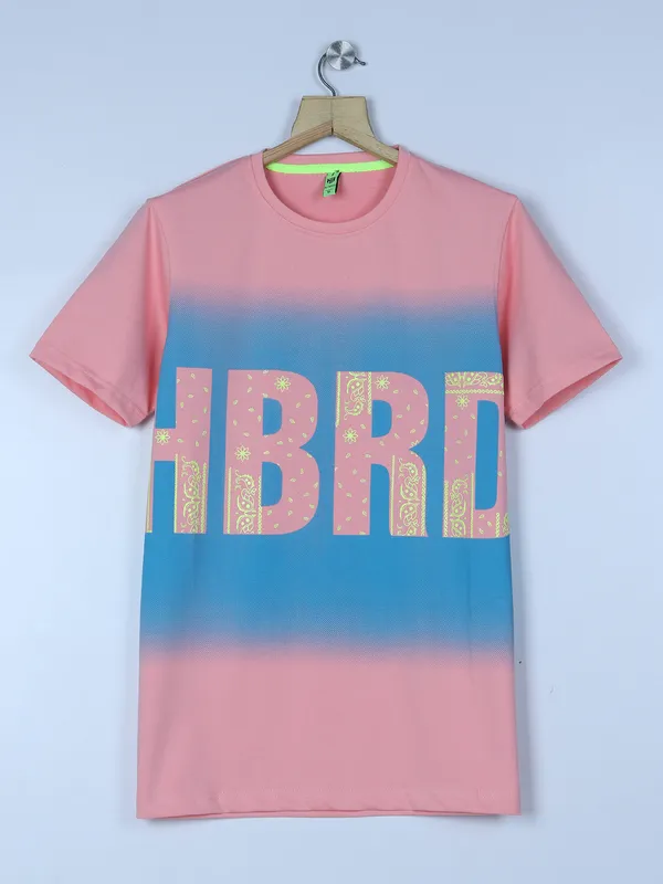HIIBRID printed cotton t shirt in pink