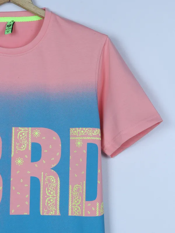 HIIBRID printed cotton t shirt in pink