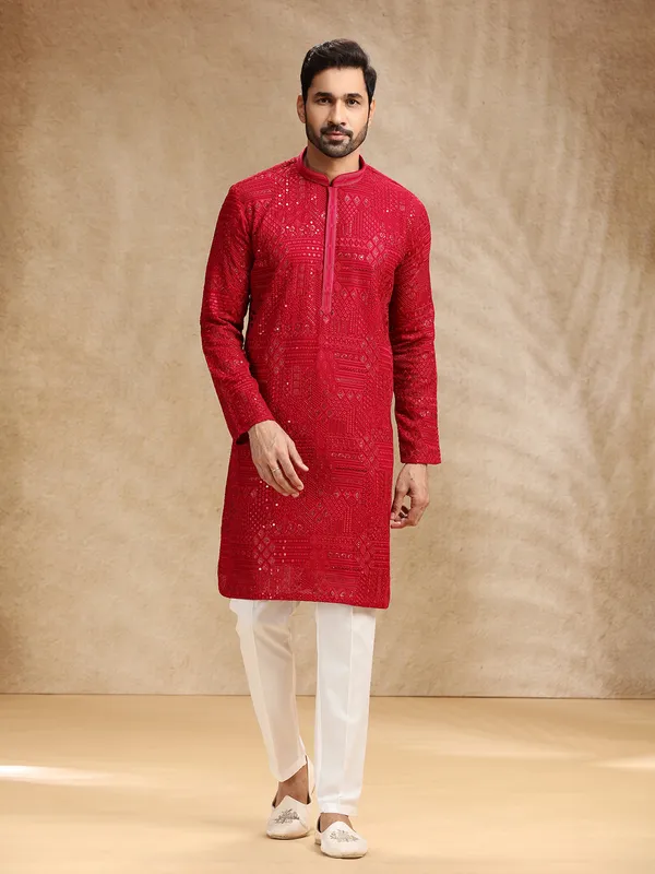 Hot pink georgette kurta pajama