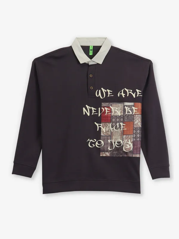 HYBRID brown cotton printed t-shirt