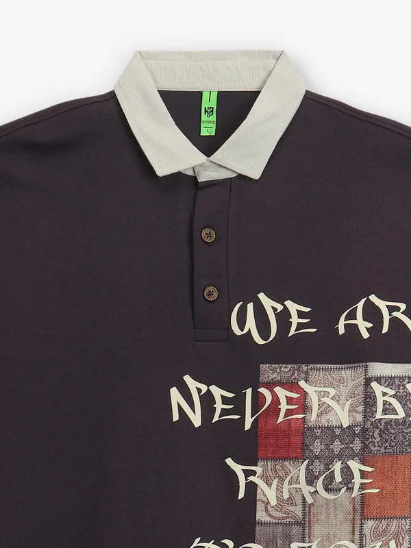 HYBRID brown cotton printed t-shirt