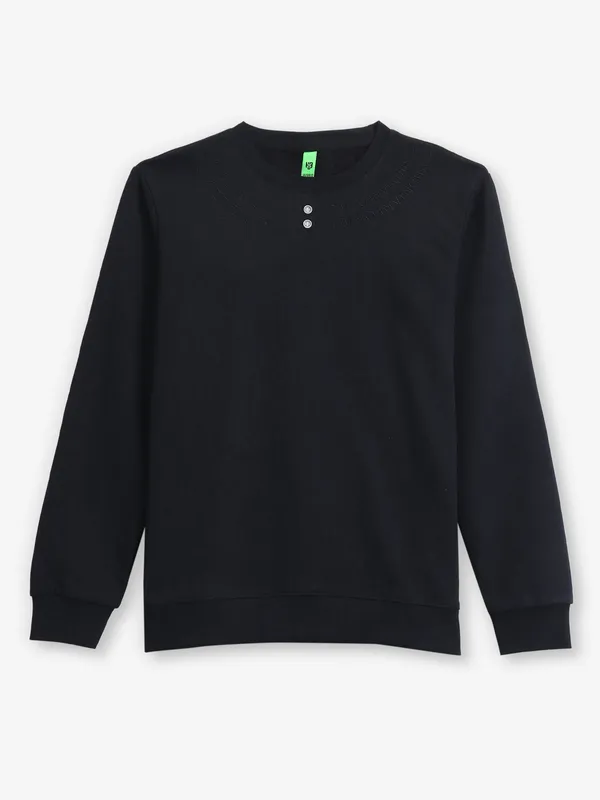 HYBRID plain black cotton round neck t-shirt