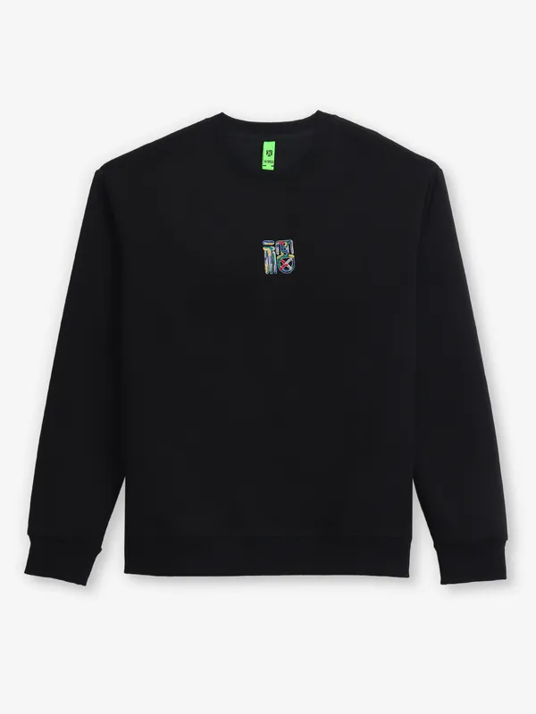 HYBRID plain black round neck t-shirt