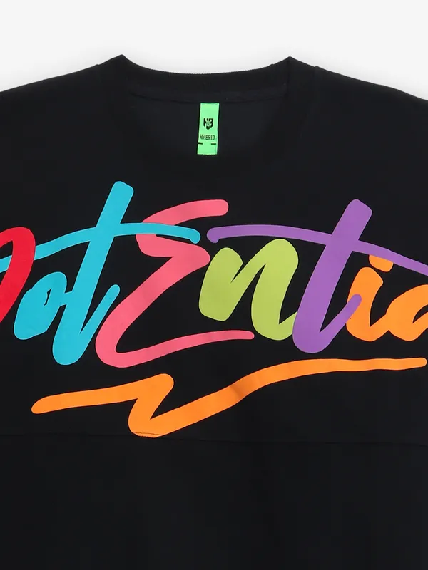 HYBRID printed black cotton t-shirt