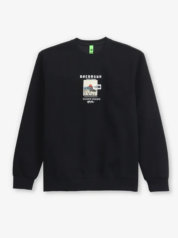 HYBRID printed cotton black t-shirt