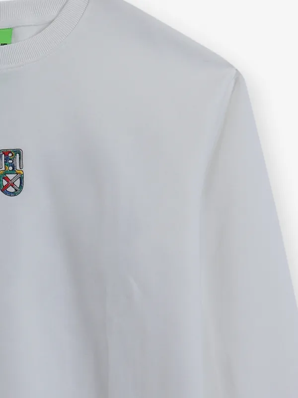 HYBRID white cotton printed t-shirt