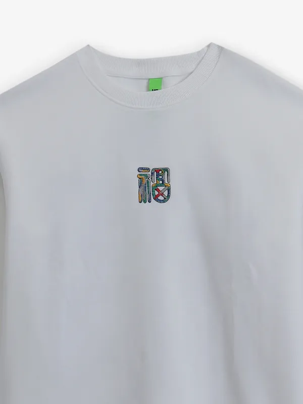 HYBRID white cotton printed t-shirt