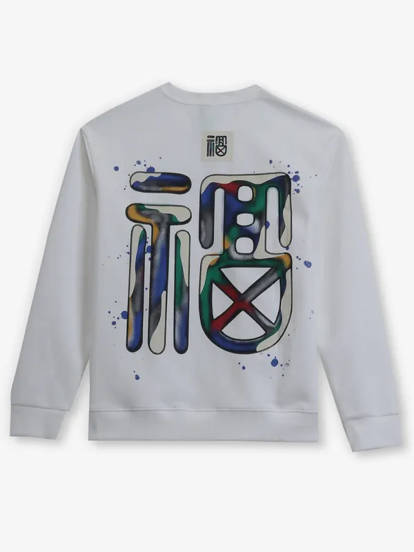 HYBRID white cotton printed t-shirt