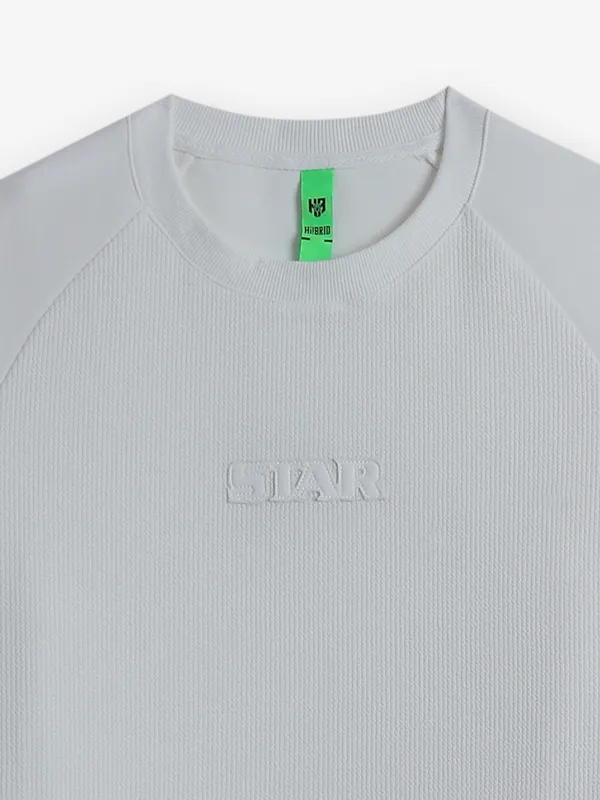 HYBRID white textured cotton t-shirt