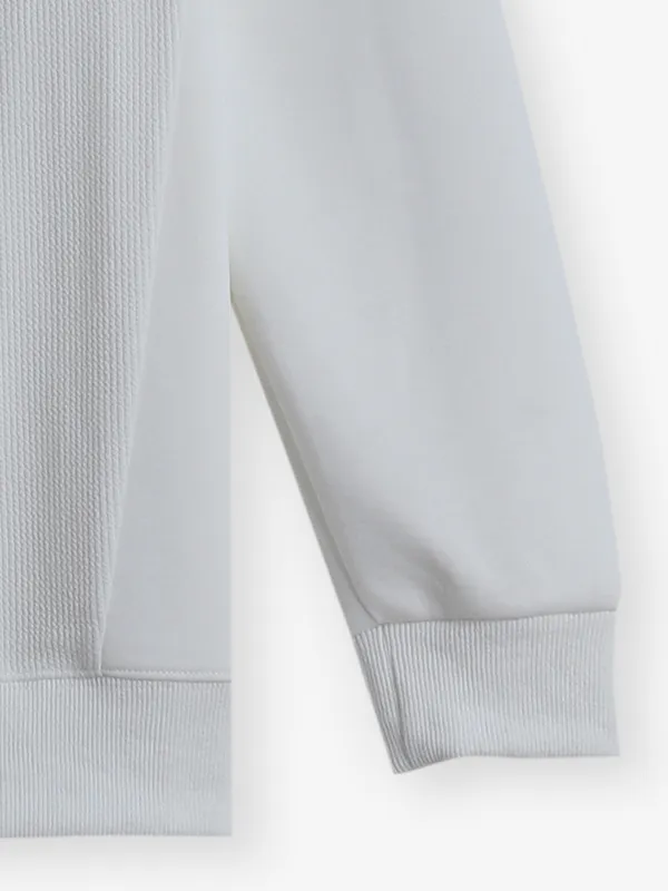 HYBRID white textured cotton t-shirt