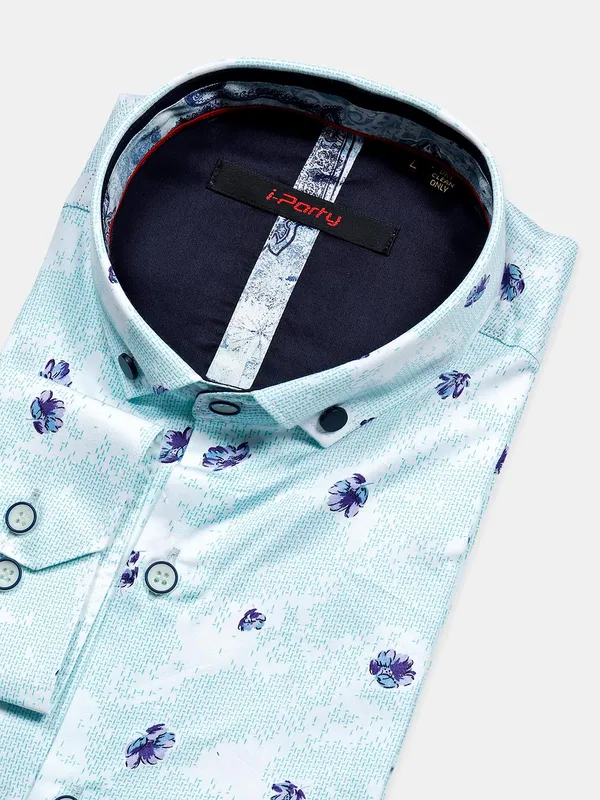 I Party blue color printed pattern shirt