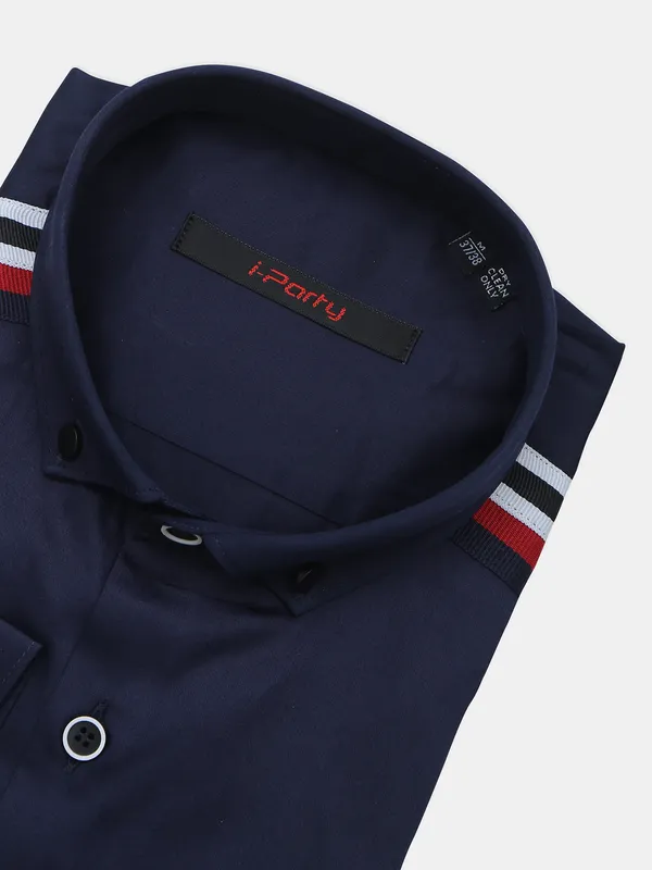 I Party blue color solid pattern shirt