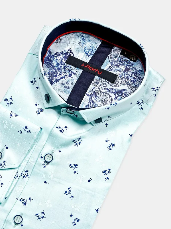 I Party blue cotton shirt for mens