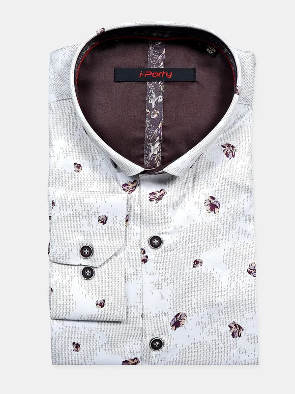 I Party cream color printed shirt