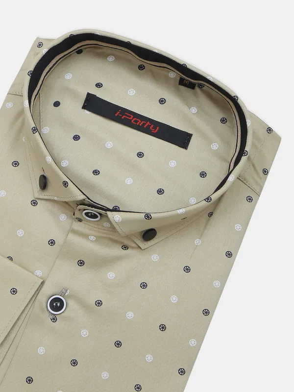 I Party printed beige hue cotton shirt