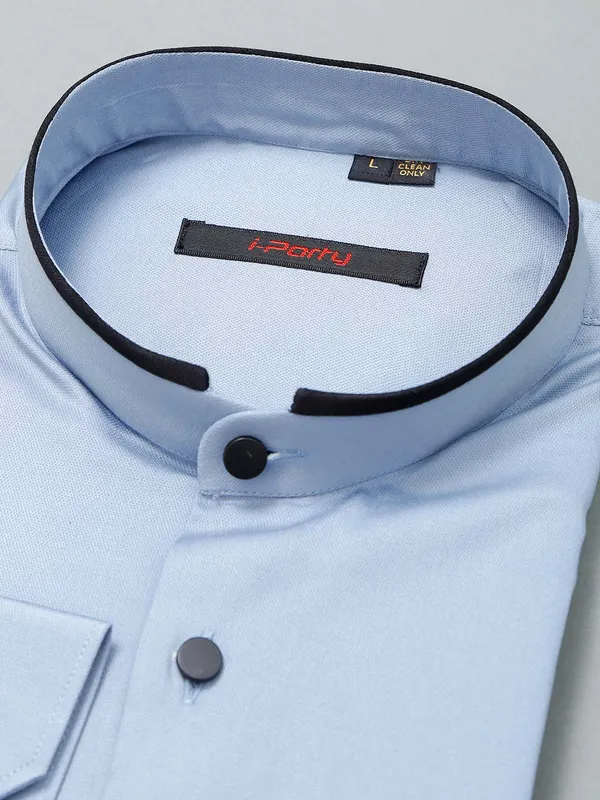 I Party solid blue cotton shirt