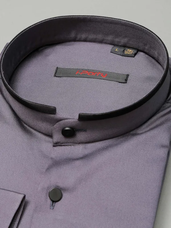I Party solid grey party shirt for mens