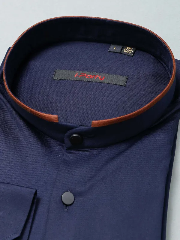 I Party solid navy cotton shirt