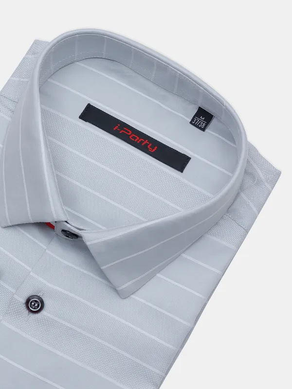 I Party striped light grey party shirt for men