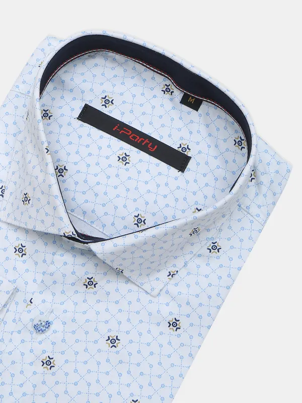 I Party white color printed party wear shirt for mens