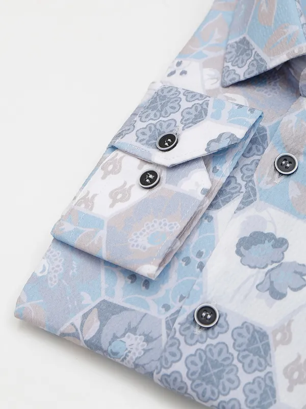 I Party white printed party wear shirt