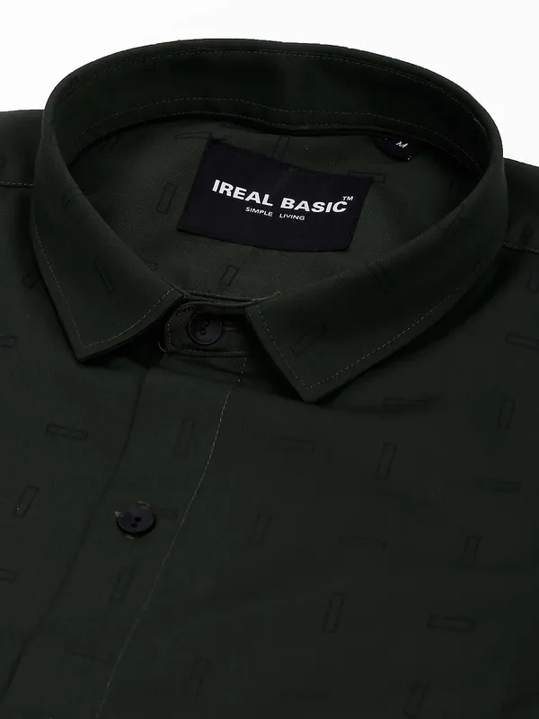 I Real bottle green printed shirt