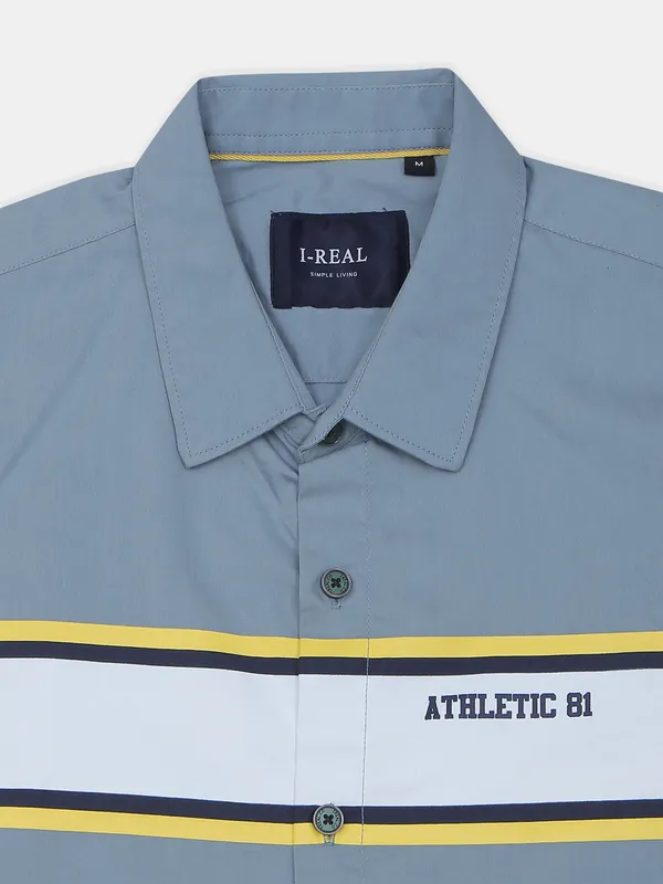 I-Real casual wear solid blue shirt for mens