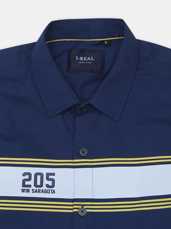 I-Real casual wear solid navy shirt for men