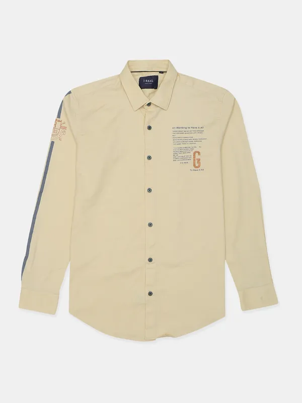 I-Real solid yellow shirt for mens in casual wear