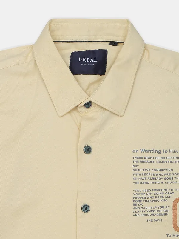 I-Real solid yellow shirt for mens in casual wear