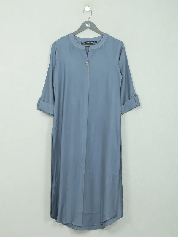 Ice blue cotton casual wear cotton kurti for women