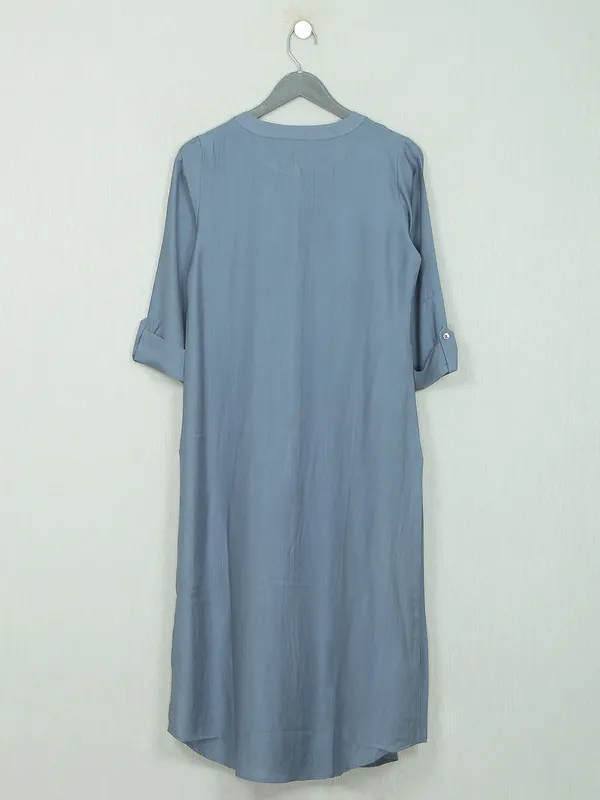 Ice blue cotton casual wear cotton kurti for women