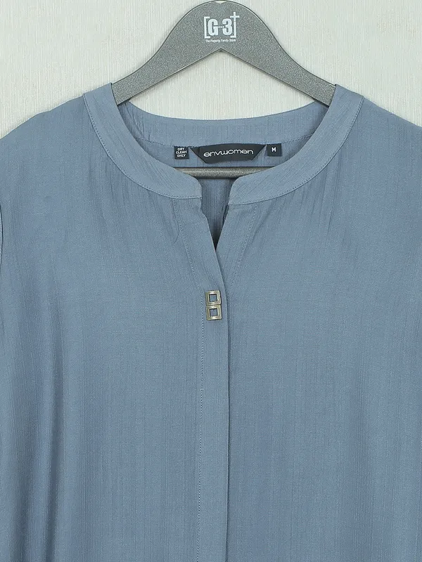 Ice blue cotton casual wear cotton kurti for women