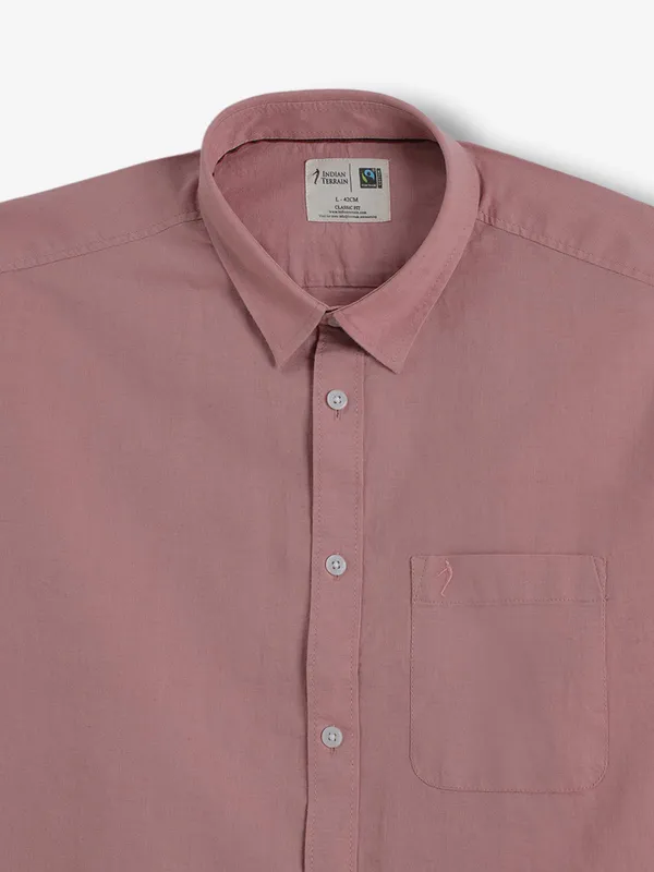 INDIAN TARRAIN pink cotton slim fit shirt