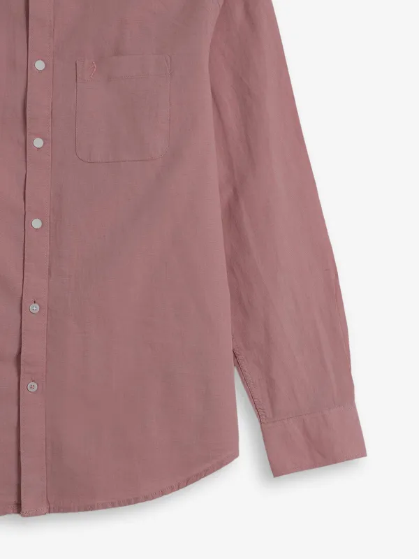 INDIAN TARRAIN pink cotton slim fit shirt