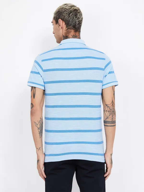 Indian Terrain aqua stripe casual t-shirt