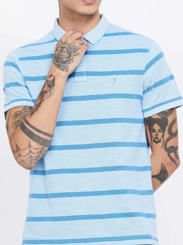 Indian Terrain aqua stripe casual t-shirt