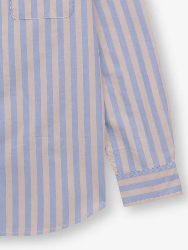 INDIAN TERRAIN beige and blue cotton shirt