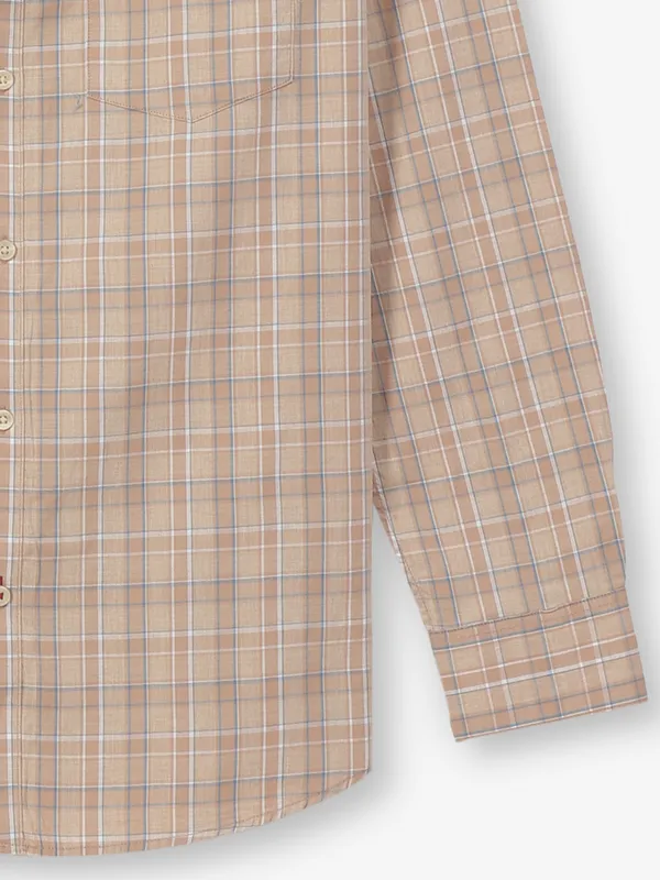 INDIAN TERRAIN beige checks cotton shirt for mens